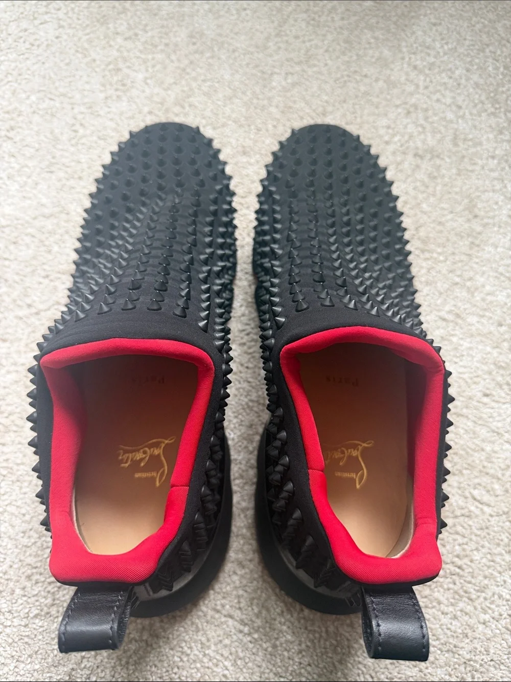 Black and Red Studded Slip-On Men’s Shoes